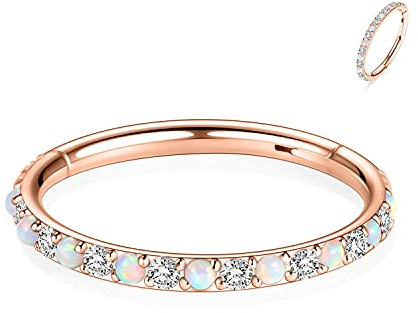 Opal CZ Conch Hoop Ring Septum Schmuck Türkis Nahtloser Clicker Ring Daith Ohrringe Chirurgischer Stahl Turm Tragus Conch Piercing Schmuck Kleiner Hoop Ohrring Nasenring 20G 18G 16G 14G 12G