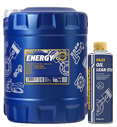 5l, MANNOL 7511 Energy 5W-30 + Oil Leak-Stop Öl Verlust Zusatz 250ml