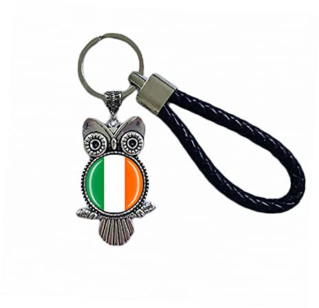 Flagge Schlüsselanhänger Irland Souvenir Geschenk Schlüsselanhänger Eule Anhänger Schlüsselanhänger für Männer Frauen, Irland