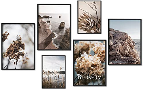 myestado - Premium Poster Set Bilder Wohnzimmer Modern Schlafzimmer Bild für Ihre Wand - ohne Bilderrahmen - 4 x DIN A3 & 2 x DIN A4 Bilder Set - ca. 30x42 & 21x30 » Blossom «