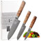 zayiko Kinone Premium 3er Damastmesser-Set mit 8-17 cm Klinge gefertigt aus 67 Lagen echtem Damaststahl mit Wurzelholzgriff Birke I Damastmesser Küchenmesser und Profi Kochmesser