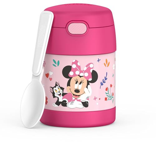 Thermos FUNTAINER 10 Ounce Stainless Steel Vacuum Insulated Kids Food Jar with Spoon, Preschool Minnie