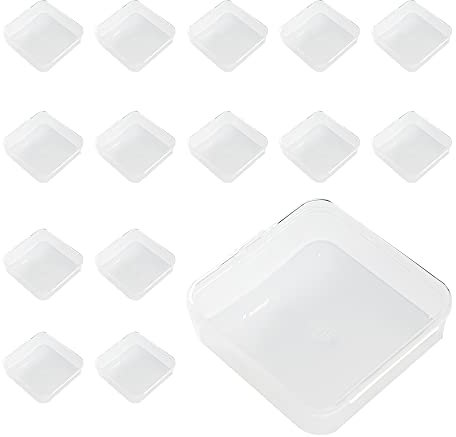 WYAN 15 Stück Plastik Transparent Aufbewahrungsbox,mit Deckel,für Kleine Perlen, Pillen, Schmuck, Schrauben Sortierbox, Bastelzubehör(6.4 x 6.4cm)
