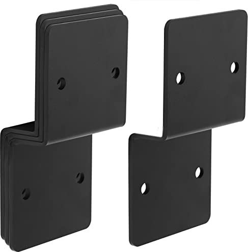 eoere 4 PCS Deck Joist Tie, 6 Gauge Black Pergola Brackets, 6 Post to Beam Support, Z Bracket for 2x6 Lumber Connector, Width 5