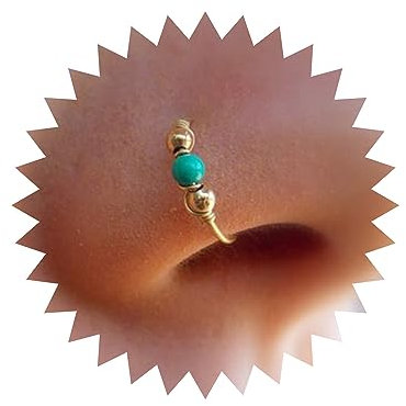 Wendalern Türkis Nasenringe Reifen Chirurgischer Stahl Septum Nasenloch Reifen Gold Türkis Gefangene Perle Nasenring Helix Knorpel Nasenring Ohrringe Body Piercing Schmuck