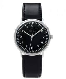 JUNGHANS Max Bill Handaufzug Uhr Saphir Stahl Leder 027/3702.02
