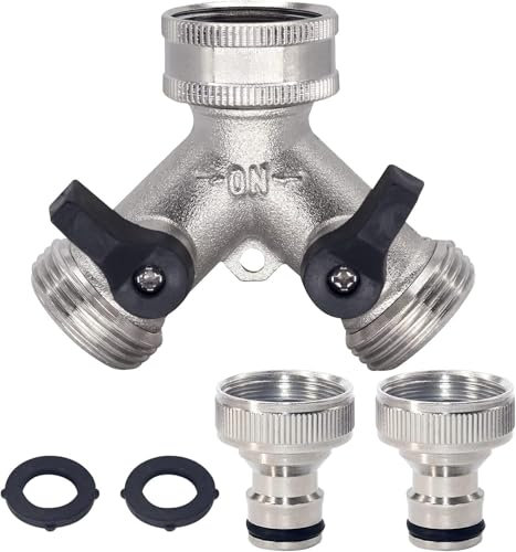 Wzzy Gurden Répartiteur de Tuyau d'arrosage à 2 Voies, répartiteur de Tuyau d'arrosage, Valve en Y, connecteur de Robinet bidirectionnel avec 2 connecteurs Rapides de 1,9 cm, raccord de Tuyau en Y en