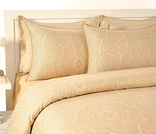 Roseley 3 Piece Duvet Cover Set 400TC Paisley Print Cotton Rich Soft Bedding Quilt Cover & Housewife Pillowcases [King, Caramel]