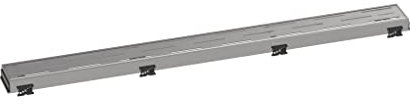 hansgrohe RainDrain Match Classic Linearer Duschablauf für 80 cm grob mit höhenverstellbarem Rahmen aus gebürstetem Edelstahl, rechteckiger Duschablauf aus Edelstahl