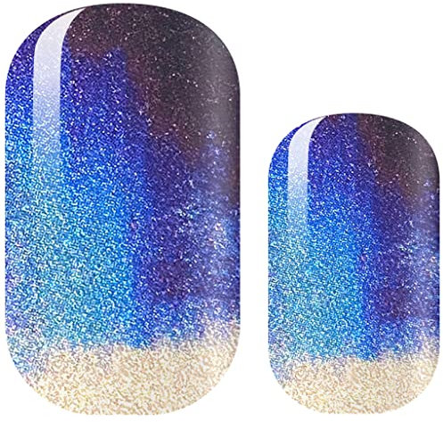 AVOA Beauty Nagelfolie - Winter Ocean, blau, weiß, Schimmer, abstracktes Nail Art Design, 16 dünne selbstklebende langanhaltende Nail Wraps