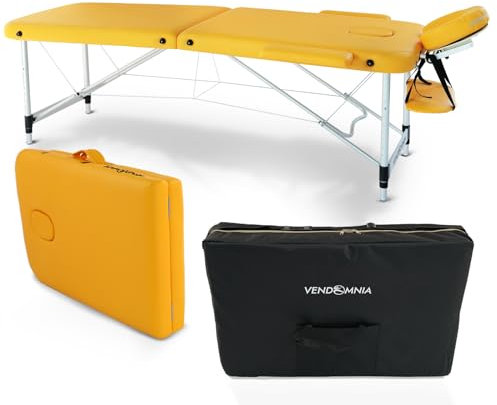 VENDOMNIA Mobile Massageliege - Aluminium mit 2 Zonen höhenverstellbar inkl. hochwertiger Kopfstütze Tasche Armlehnen - Farbwahl Klappbar, Massagetisch Massagebett Massagebank Behandlungsliege