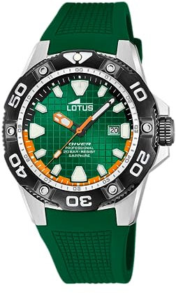 Montre Lotus pour Homme 18927/3 Diver Boîtier en Acier Inoxydable Gris Bracelet en Plastique Vert