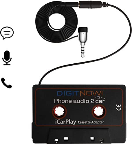 eyesen Car Audio Cassette Aux Adapter with Built-in Micphone, 3.5MM Universal Cable Audio Tape Adapter for Car, Phone, MP3 Player