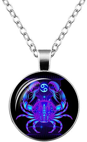 Sternbild-Halskette – 12 Sternzeichen-Halskette, Glasanhänger, Anhänger-Halskette, Edelstein-Halskette, Edelstein-Anhänger Mit Einzigartigem Astrologischen Muster, Als Geschenk Für Frauen Und M