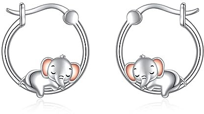 Elefant Creolen Ohrringe für Damen 925 Sterling Silber Niedliche Elefant Ohrringe Schmuck Geschenke für Mädchen (Elefant)