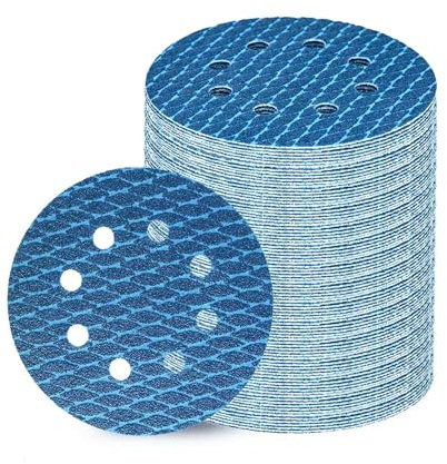 GEOGIEEW 70Stk 125mm Schleifpapier Klett, 40 Körnung 8 Loch, Ideal für Schleifscheiben 125mm klett und Exzenterschleifer