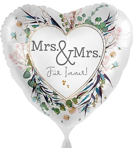 Folienballon MRS und MRS 'Für Immer' Luftballon lesbische Hochzeit Geschenk Frauenpaar Luftballon -Made in EU- Hochzeitsdeko Ballon Verlobung Lesben Hochzeit