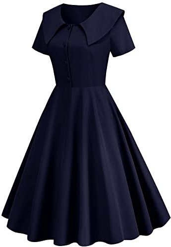 Robe Vintage Femme Hiver, avec Nœud Danse Robe Année 1950 Taille Haute Robe Vintage Pin-Up Mariage Swing Robe Rétro Bal Soirée Dos Nu Cocktail Costume De Robe Bal Swing Robe Robe Jupe À Carreaux