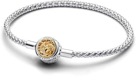 PANDORA X Game of Thrones Haus-Siegel Verschluss Moments Nieten-Gliederarmband aus Sterling Silber, Kompatibel Moments, Größe: 19cm, 562964C00-19