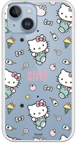Personalaizer Hello Kitty Stickers Flexible Case Compatible for iPhone 15 Plus transparent