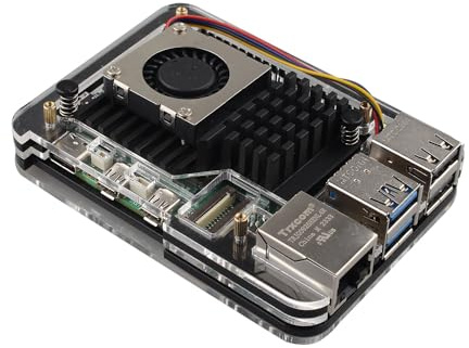 ZDE 5 Lagen Acrylgehäuse mit Aktivkühler Lüfter für Raspberry Pi 5 4GB/8GB