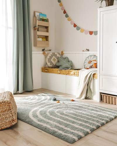 benuta Lytte Kinderteppich Gobi - Blau 140x200 cm - Kunstfaser - Rechteckig & im Style: Streifen, Scandi Living - Pflegeleicht für Kinderzimmer, Wohnzimmer, Schlafzimmer
