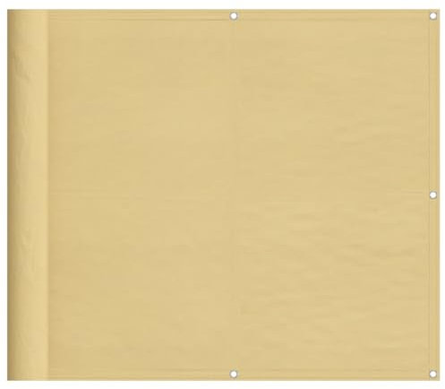 vidaXL Balkon Sichtschutz, Balkonbespannung mit Aluminium-Ösen, Balkonverkleidung Wasserfest, Balkonabdeckung Windschutz, Sandfarben 90x600cm 100% Polyester-Oxford