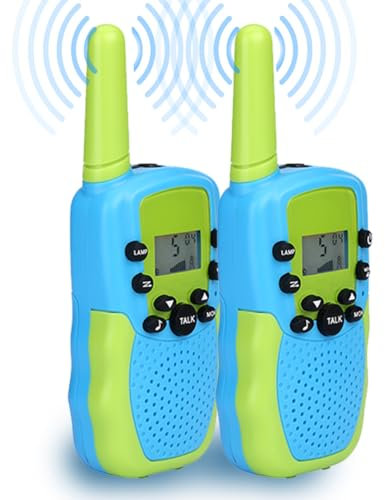 NK Walkie Talkies para Niños de 4 5 6 7 8 9 Años (Pilas Incluidas) - Larga Distancia 3km, Pantalla LED, 22 Canales, Juguete Infantil con Linterna, Regalo Navidad Cumpleaños, Color Azul/Verde