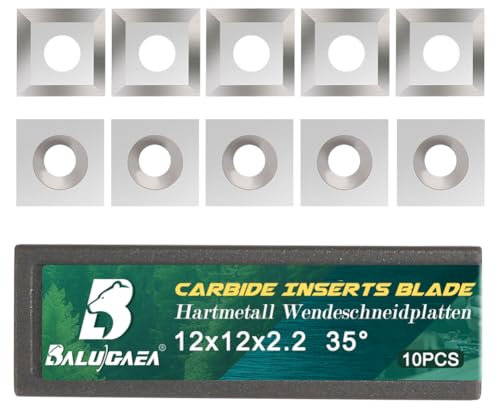 BALUGAEA 10 Stk. 12x12X2.2mm, 35° Wendeschneidplatten Hartmetall (HW) HRA95 für Planfräser, 4 Schneiden, Gerader Schnitt, Wolframcarbid