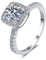 StarGems® Vier Zacken 0,5-2 Karat Moissanit 925 Silber Platin Ring RX102-0.5ct-58 (18.5)