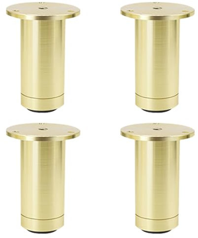 SZLXJMFL Doré Lot de 4 Pied Table Haute Reglable Pied de Meuble Pied Ronds pour Meuble Commode Pied Table Console, Aluminum Alloy, brossé, 8-25cm Pieds de Table Basse Vis Inclus-10cm/4