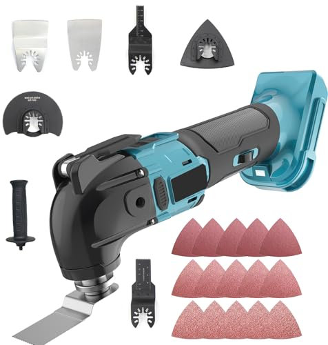 Cordless Oscillating Tools for Makita 18V Battery Brushless Multi Tool 4° Oscillating Angle 8500~22000RPM Oscillating Saw, with 22pcs Accessories for Cutting, Sanding, Scraping (No Battery)
