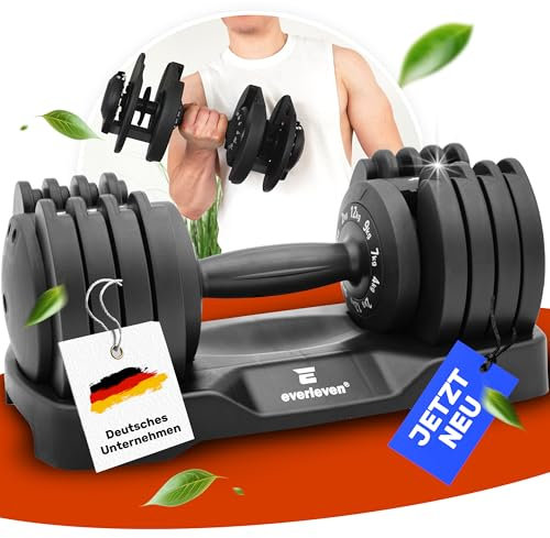 Verstellbare Kurzhantel 12kg | Hantel | 12kg |18kg | 24kg | 40kg | 15 Gewichtseinstellungen | Einzelhantel | Verstellbare Kurzhantel | einstellbar und platzsparend [FIX LOCK] Gewichte für Homegym