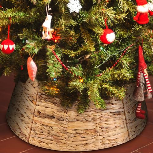Liliful 26 Zoll Weihnachtsbaum Kragen Groß Gewebt Hyazinthe Weihnachtsbaum Kragen Korb, Rustikale Weihnachtsbaum Basis Abdeckung Rock für Weihnachtsbaum Dekorationen Zubehör