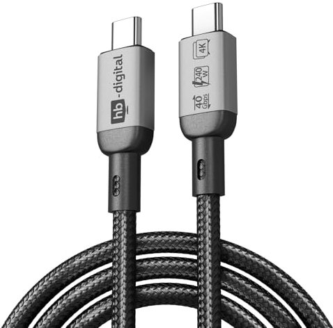 HB-DIGITAL 1m USB C Kabel USB 4.0 Gen3 Schnellladekabel bis 240W Ladekabel Datenkabel 40Gbps 8K 60Hz 4K Nylon Geflochten für iPhone 16 15 Pro Samsung Galaxy S23 S22 S21 Pixel 7 iPad Pro