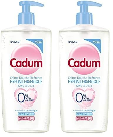Cadum Crème Douche Tolérance Hypoallergénique Sans Sulfate Probiotique 750ml (Lot de 2)