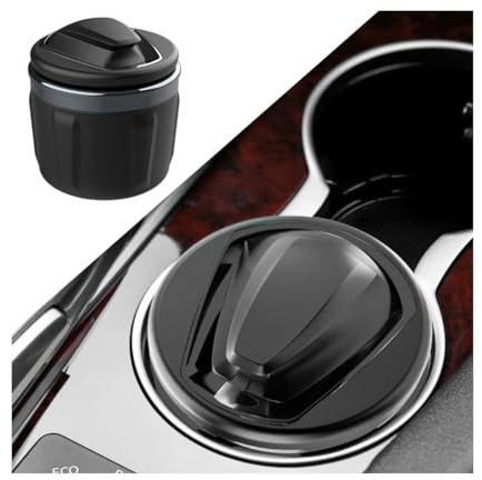 JNNJ Auto LED Aschenbecher Mit Deckel, Abnehmbar Tragbare Auto Zigarette Rauchfrei Aschenbecherhalter, Auto-Aschenbecher, Universelles Dekoratives Autozubehör Für Autos Van Outdoors Camping(Grau)