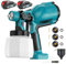 Sistema a spruzzo a batteria con 2 batterie da 3,0 Ah, pistola a spruzzo elettrica con contenitore da 1000 ml, portata regolabile con 3 ugelli (1,0/1,8/2,5 mm) per mobili/interni ed esterni