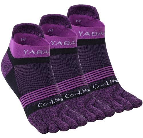 likloks Calze a Cinque Dita per Uomo e Donna - Calze Atletiche alla Caviglia con Supporto per l'Arco - Comode, Morbide, Traspiranti - Viola, Media (3 Paia)