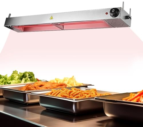 Aocay Lampe Infrarouge Chauffante Cuisine, Commercial Lampe Cauffe-Plat pour Buffet, Professionnelle Lampe Chauffante Alimentaire, Acier Inoxydable Equipement Restaurantlampe (60cm, 1piece)