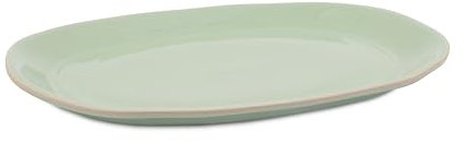 Jamie Oliver Big Love Feast Platter, Round, Green Large Oven-to-Table Platter, Durable Speckled Stoneware Centrepiece, Tray for Serving Roasts, Salads, Oven, Microwave, Dishwasher-Safe, 41x33CM