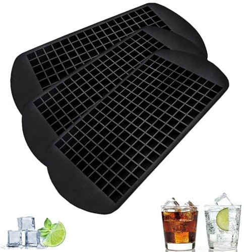 3 Pcs Mini Ice Cube Trays,160 Grids Small Square Flexible Ice Cubes Molds,Reusable Silicone Ice Cube Tray, for Whiskey, Cocktail, Milk, Juice, Chocolate and Other Drink(Black)