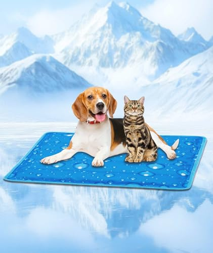 Renjie Dog Cooling Mat Cooling Mat for Dogs & Cats Water Injection Solidifies Technology Indoor Outdoor Dog Pad for Summer, Easy to Clean