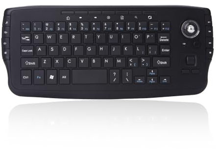 Cpolebev Teclado Ergonómico Mini Inalámbrico para Juegos de 2,4 G con 15 Teclas Multimedia y Trackball
