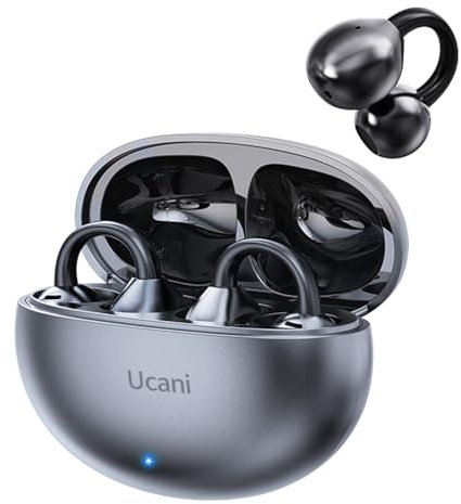 Ucani Wireless Headphones, Open Clip-On Earphones Sports Headphones, 12mm Diaphragms with ENC Crystal Clear Calls, IPX5, Bluetooth-5.4 Compatible with iOS Android, 30H Playtime (Bright black)