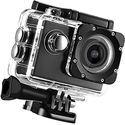 ZJchao Cámara de Acción con Video de 1080 HD 30, Fotos de 12 MP, Impermeable a 30 M, para Deportes Al Aire Bicicleta, Buceo, Motocicleta, esquí, Snorkel, Cámara Submarina (Black)