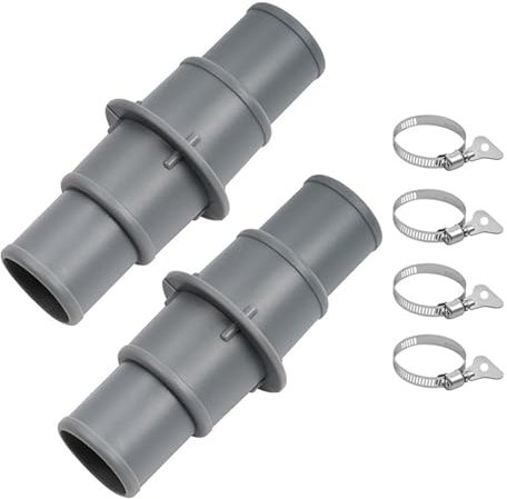 2 Pack Pool Hose Adapter Connector Coupling - Compatible with 1-1/4 & 1/2 Vacuum Hose Fittings, Fits for Swimming Pool Vacuums, Cleaners or Filter Pump Hoses (Grey)