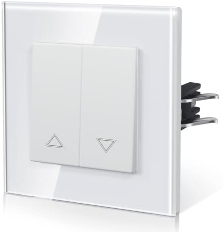 BSEED Interrupteur Volet Roulant Connecté, Interrupteur Poussoir, Bouton Encastré avec Griffes, NOUVEAU Série E, 86mm Blanc