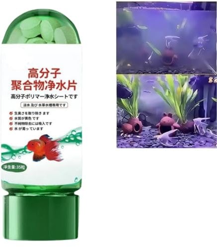 Powerful Water Pur-Ification Tablets,Algae Remover Fish Tank,Water Feature Cleaner,Wa-Ter Pur-Ification Tablets For Fi-sh Tanks,Mild And Non-Irritating,Show Rapid Results,Fish-Friendly,Quick Cleaning