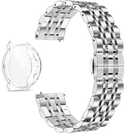 NASUNJIA Custodia proteggi schermo con banda compatibile con Samsung Galaxy Watch Active 2 40mm Bracciale da 44 mm attiva 2 cinturino in acciaio inox e TPU. Copertina(Sets 9,Active2 40mm)